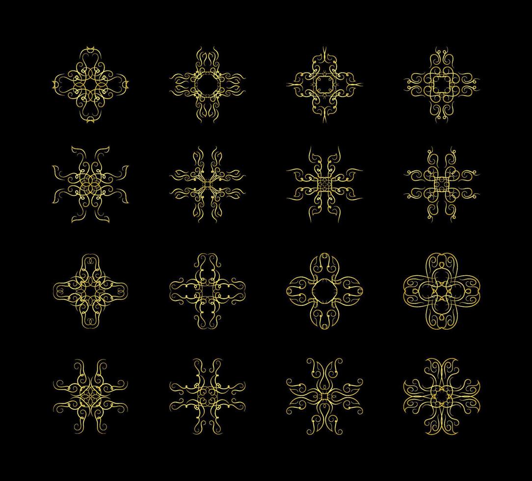 Gold Borders Elements Set Collection, ornament Vector. frame vector