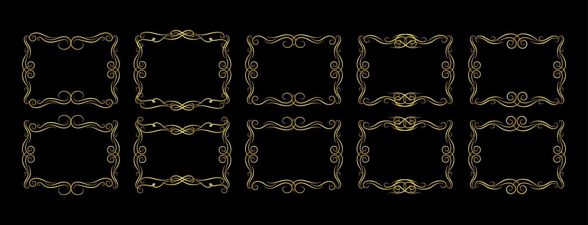 Gold Borders Elements Set Collection, ornament Vector. frame vector