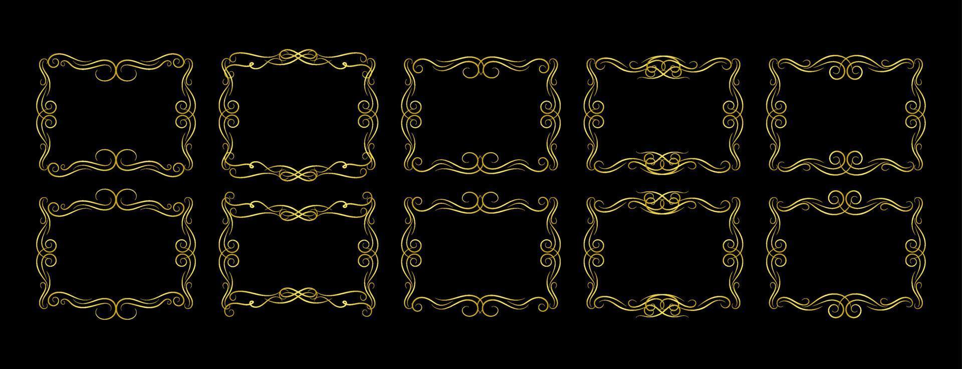 Gold Borders Elements Set Collection, ornament Vector. frame vector