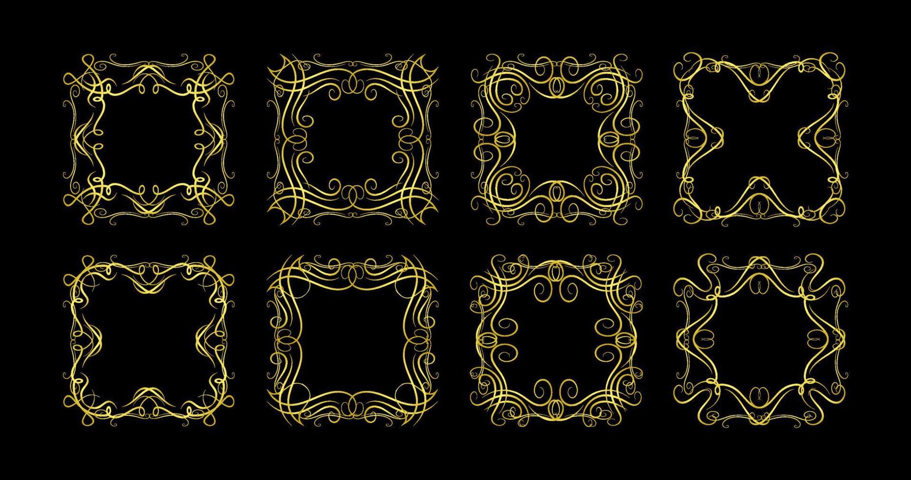 Gold Borders Elements Set Collection, ornament Vector. frame vector