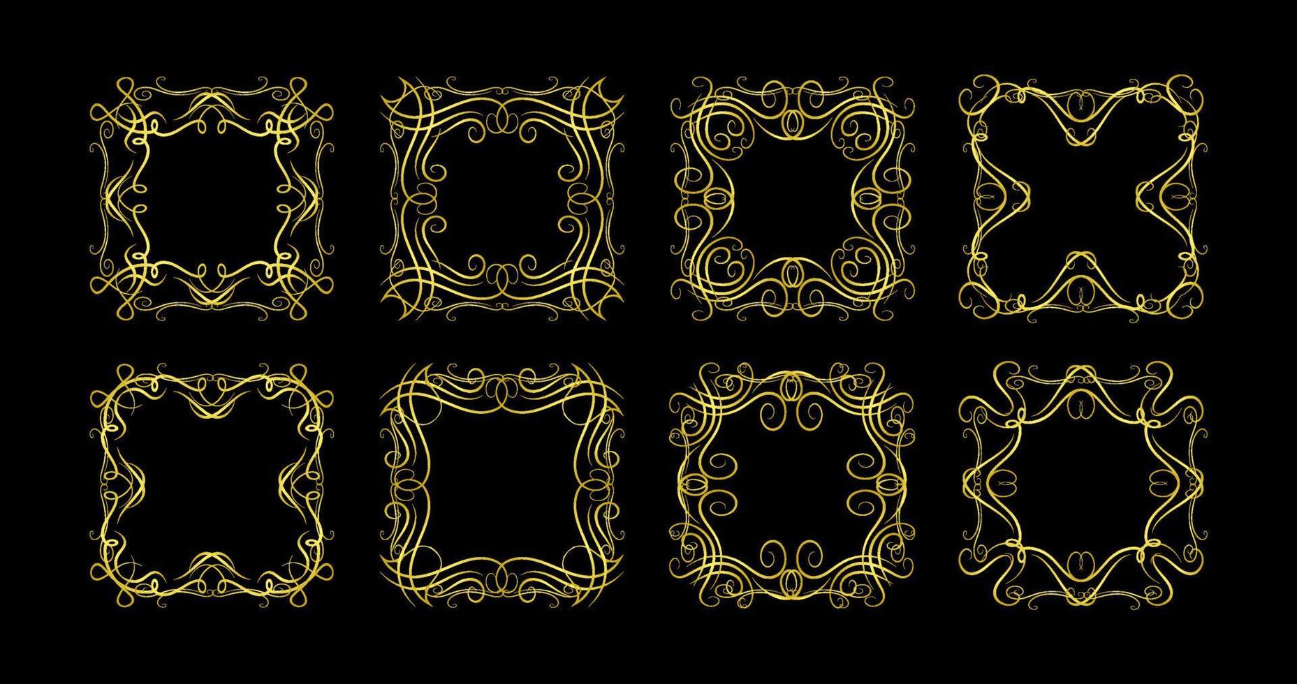 Gold Borders Elements Set Collection, ornament Vector. frame vector