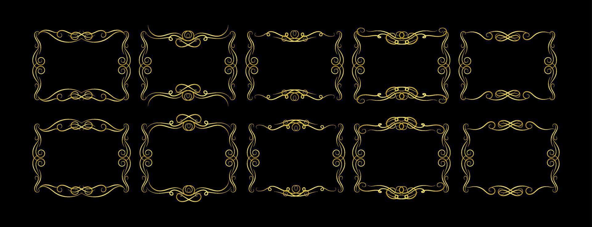 Gold Borders Elements Set Collection, ornament Vector. frame vector