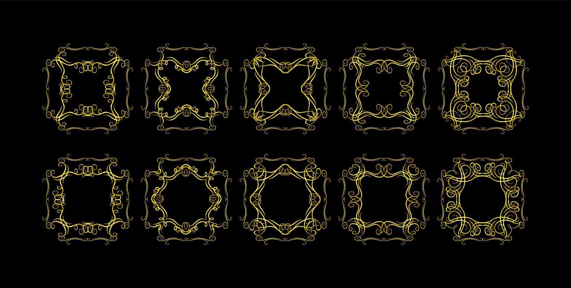 colección de elementos de bordes dorados, vector de adorno. marco