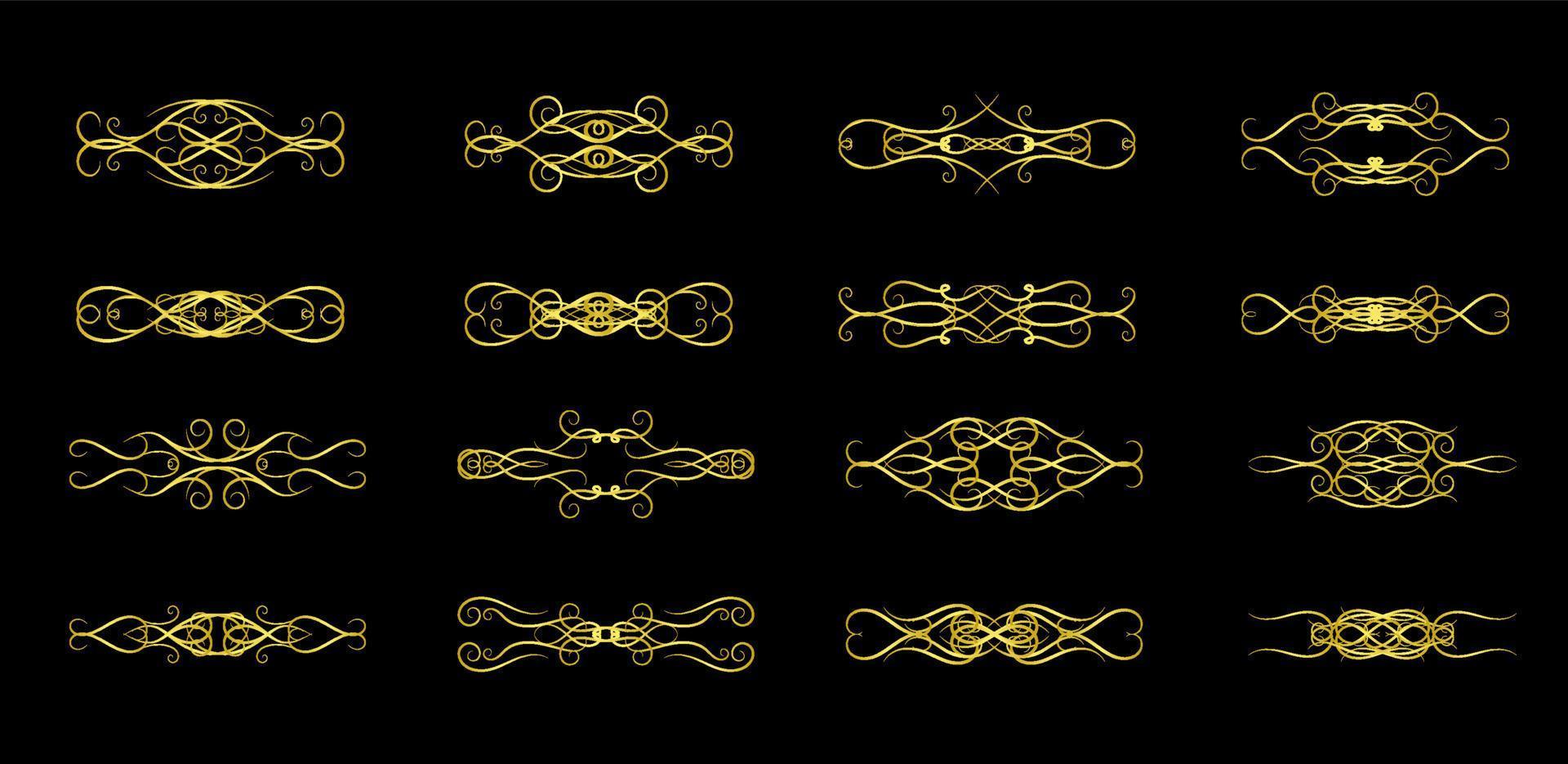 Gold Borders Elements Set Collection, ornament Vector. frame vector