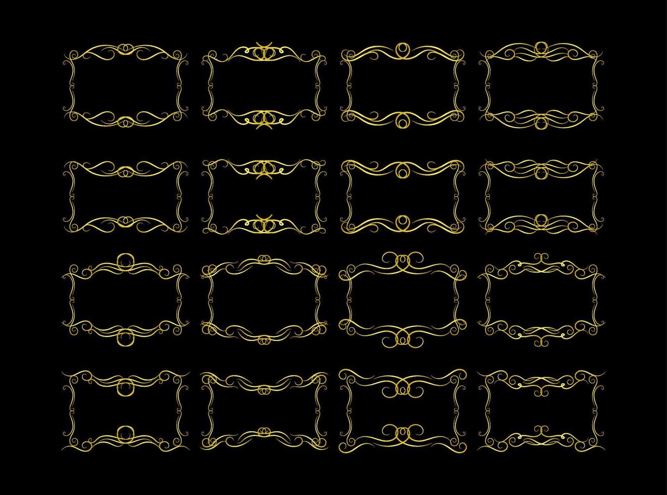 Gold Borders Elements Set Collection, ornament Vector. frame vector