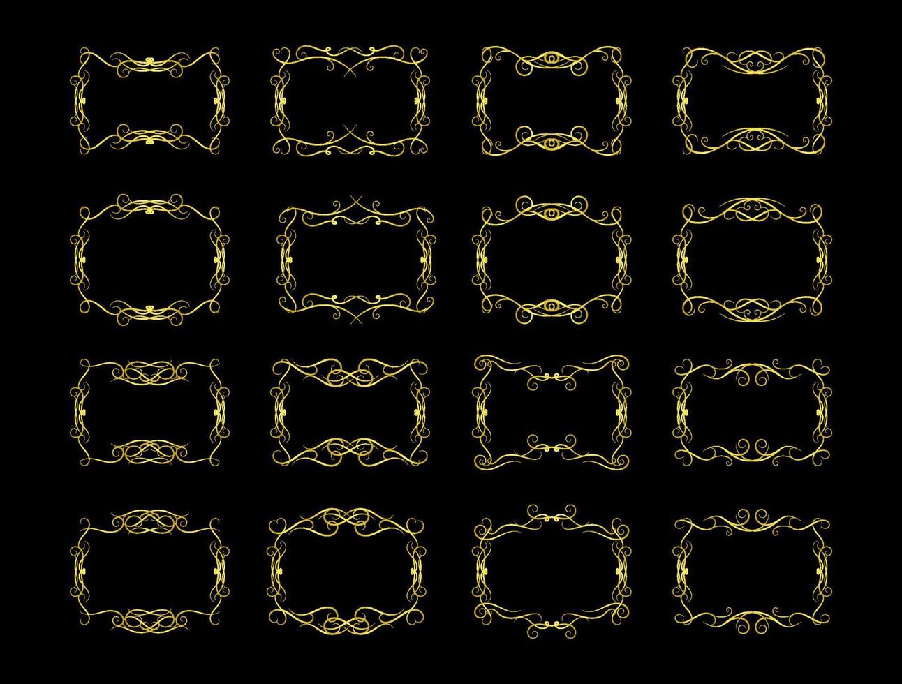 Gold Borders Elements Set Collection, ornament Vector. frame vector