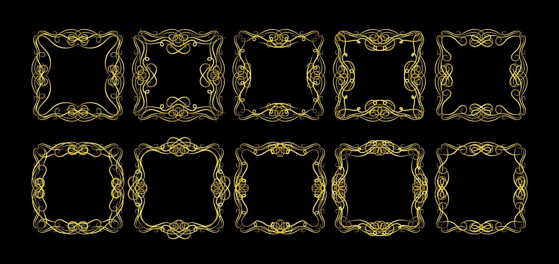 Gold Borders Elements Set Collection, ornament Vector. frame vector