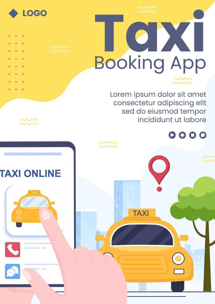 Online Taxi Booking Travel Service Flyer Template Flat Illustration Editable of Square Background for Social Media or Web Internet vector