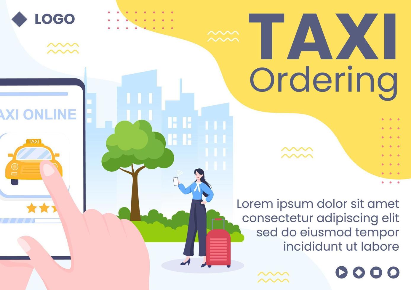 Online Taxi Booking Travel Service Brochure Template Flat Illustration Editable of Square Background for Social Media or Web Internet vector