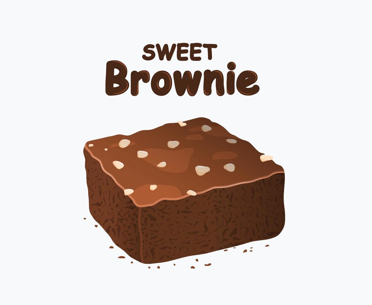 chocolate brownie isolated on white background. vector