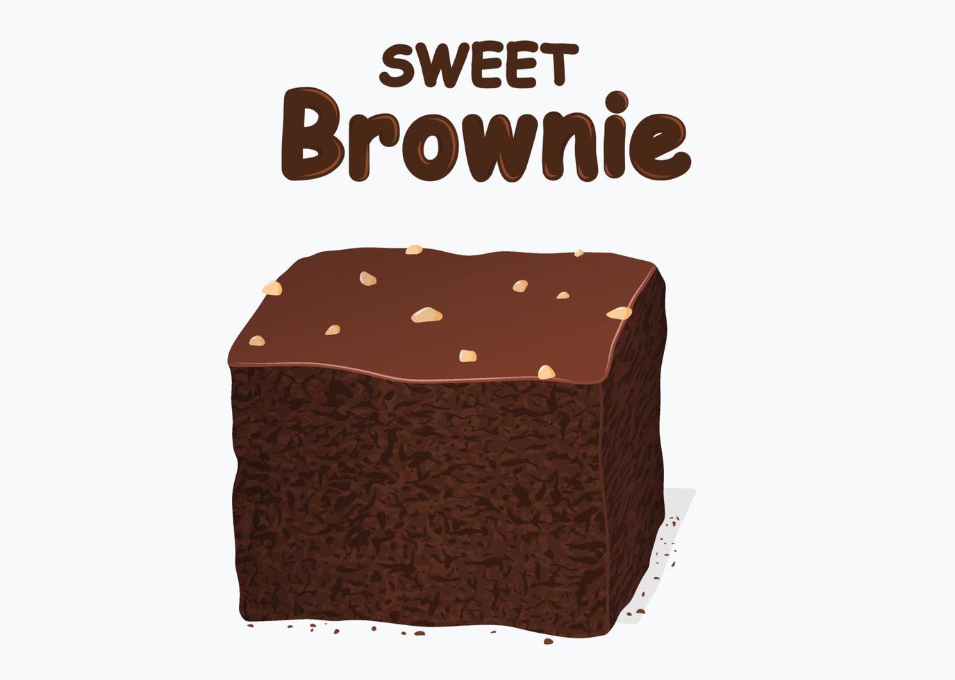 chocolate brownie isolated on white background. vector