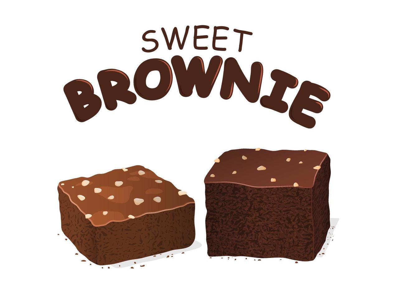 brownie de chocolate aislado sobre fondo blanco. vector