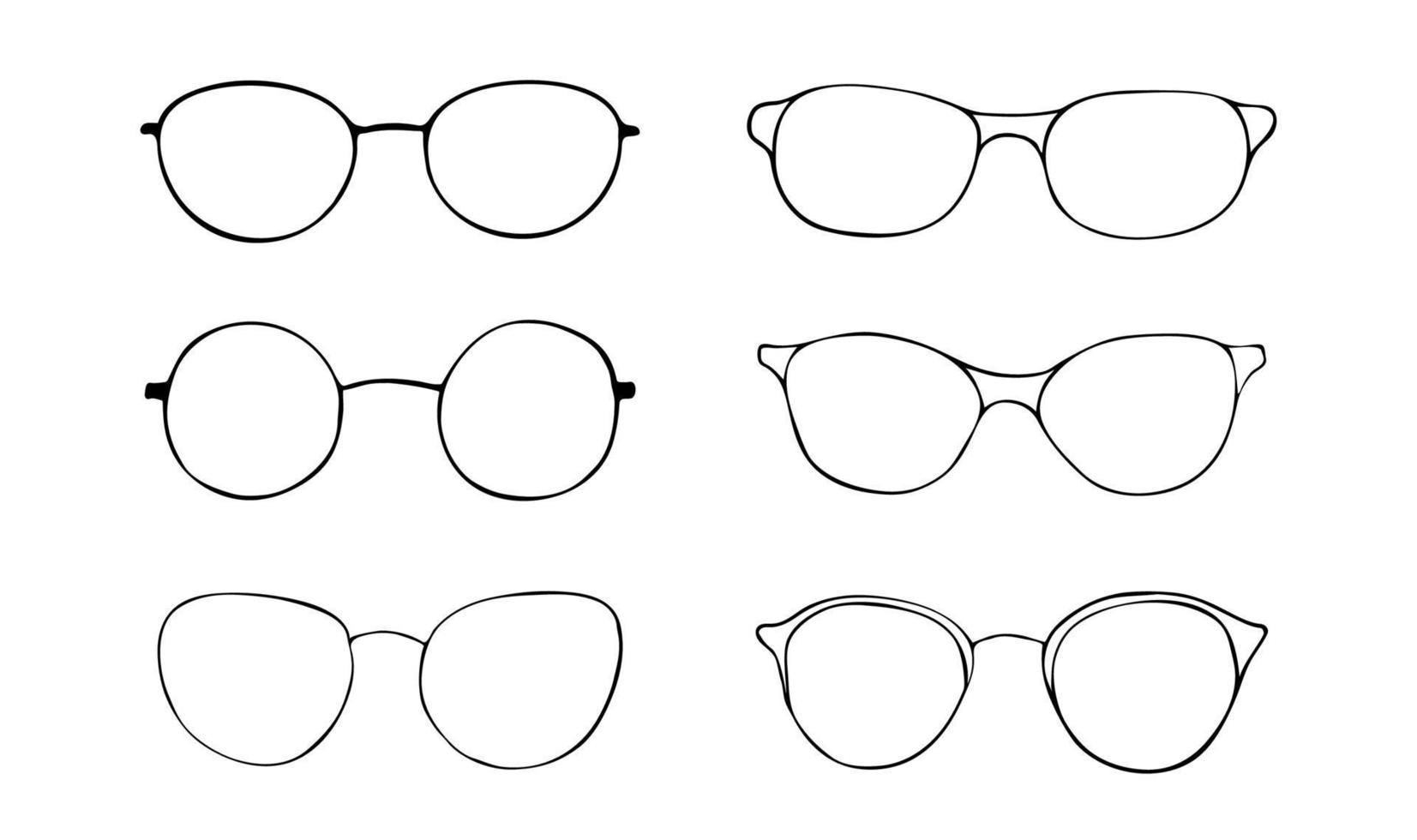 Conjunto de iconos de gafas de moda de dibujo negro vector