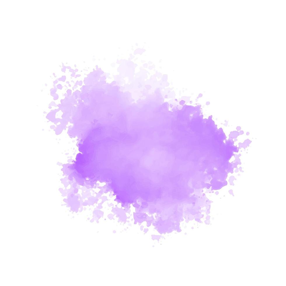 Salpicaduras de agua acuarela púrpura abstracta sobre un fondo blanco. vector