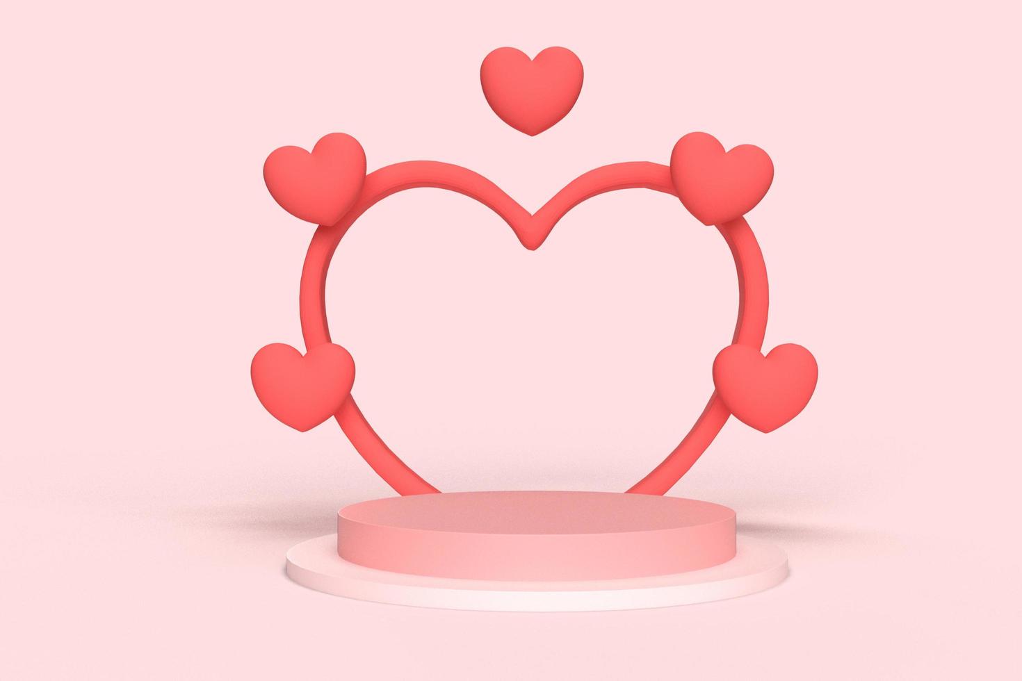 Minimal background, mock up with podium for product display,Abstract white geometry shape background minimalist Valentine's day pink background,Abstract mock up backgroundup 3D rendering. photo
