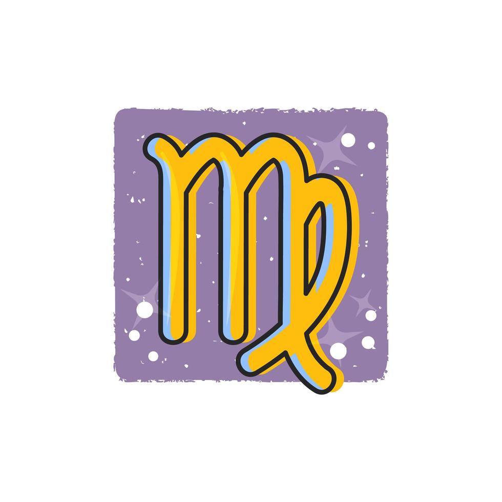 Virgo - Zodiac signs. Cartoon symbol on purple background vector