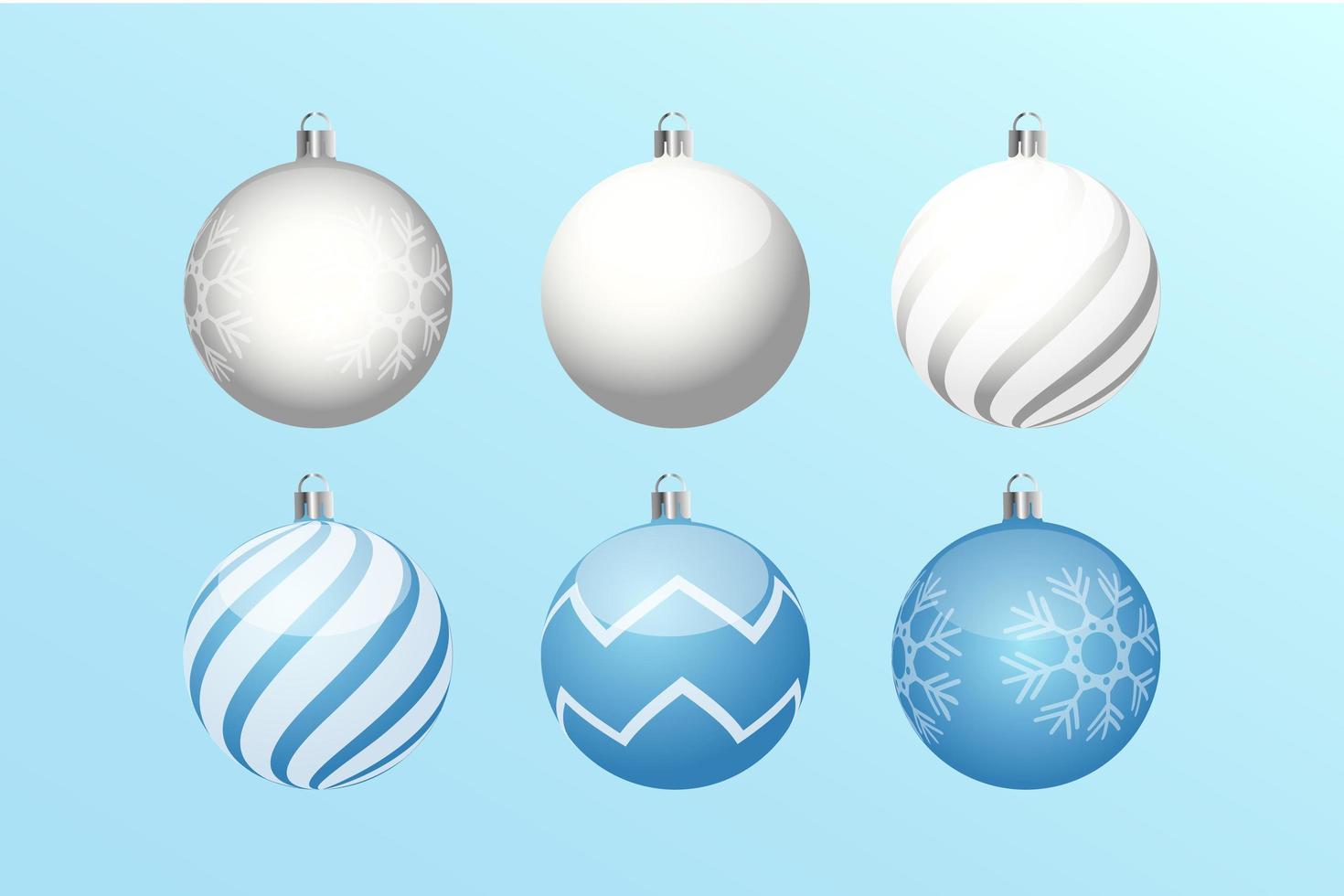 bolas de navidad azules y blancas sobre fondo azul suave vector