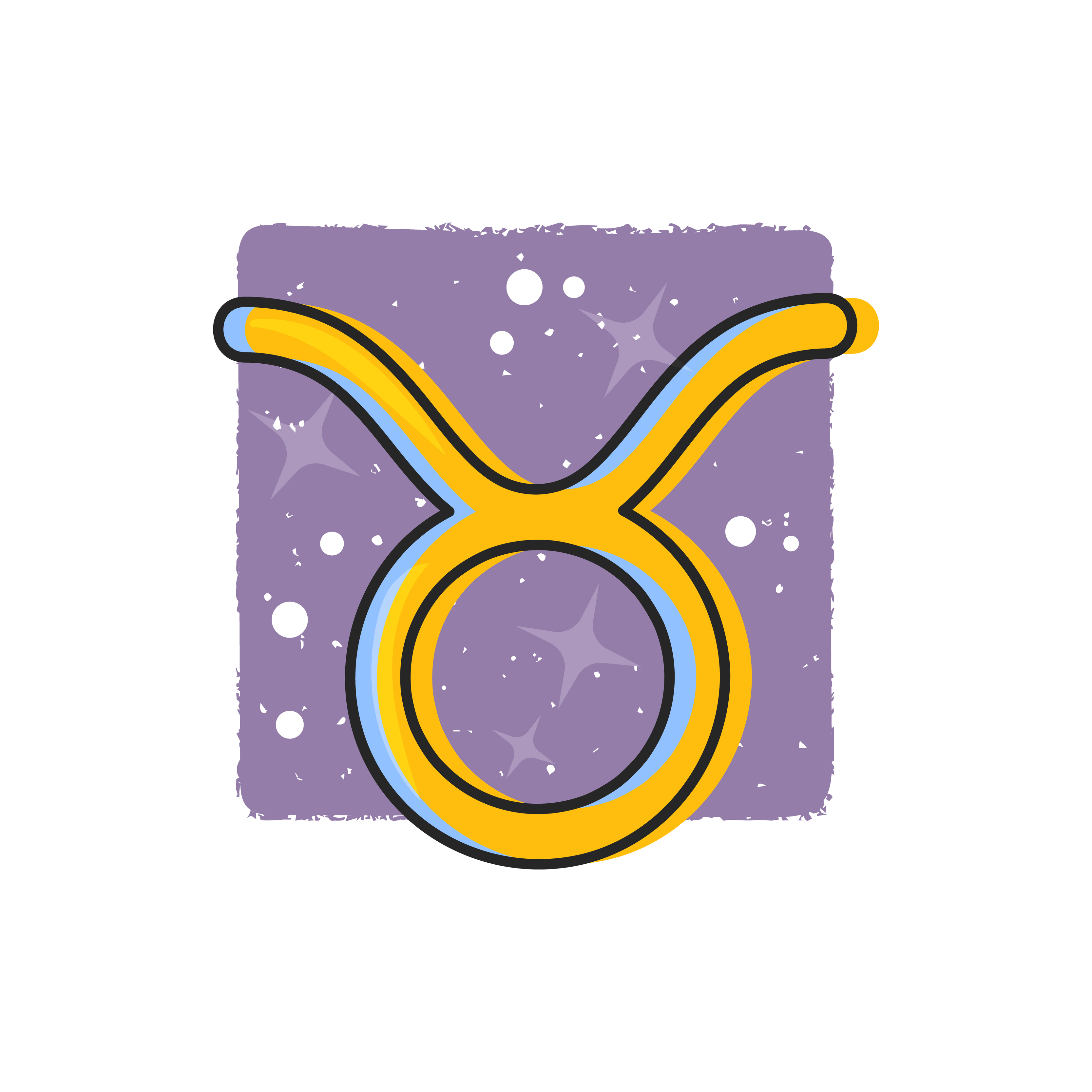Taurus - Zodiac signs. Cartoon symbol on purple background. Horoscope Sign.  5361200 Vector Art at Vecteezy