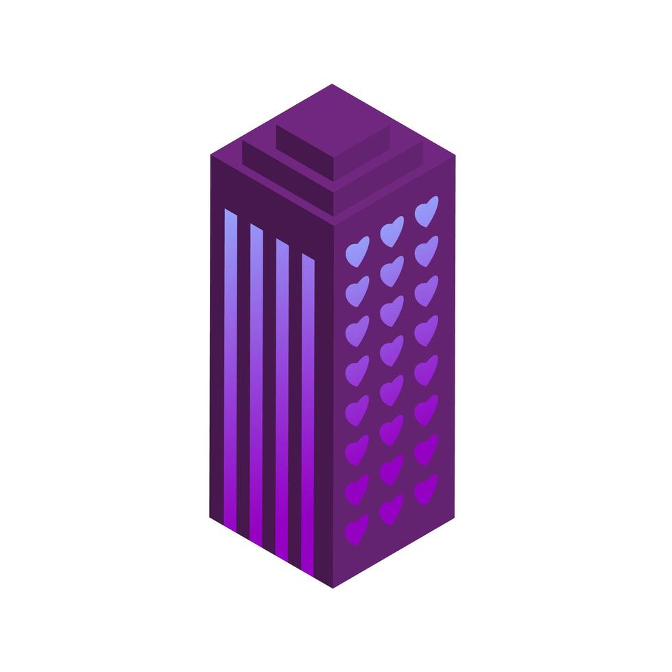 City of love, neon isometric building icon. Design for website, app. vector