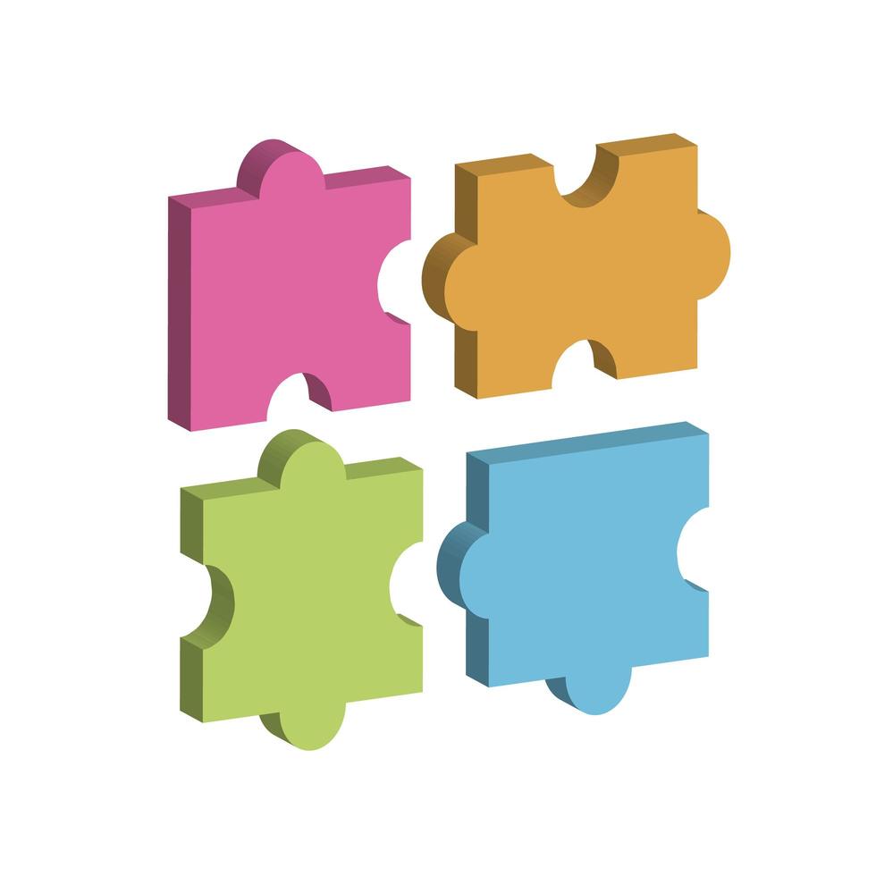 Puzzles vector isometric, color web icons, new flat style. Creative illustration