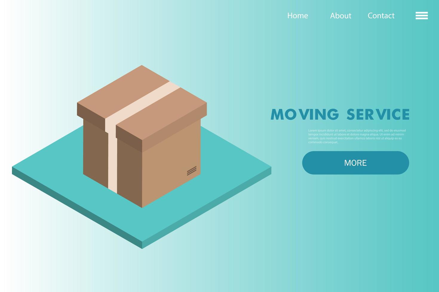 Moving house services - vector web banner with cardboard box