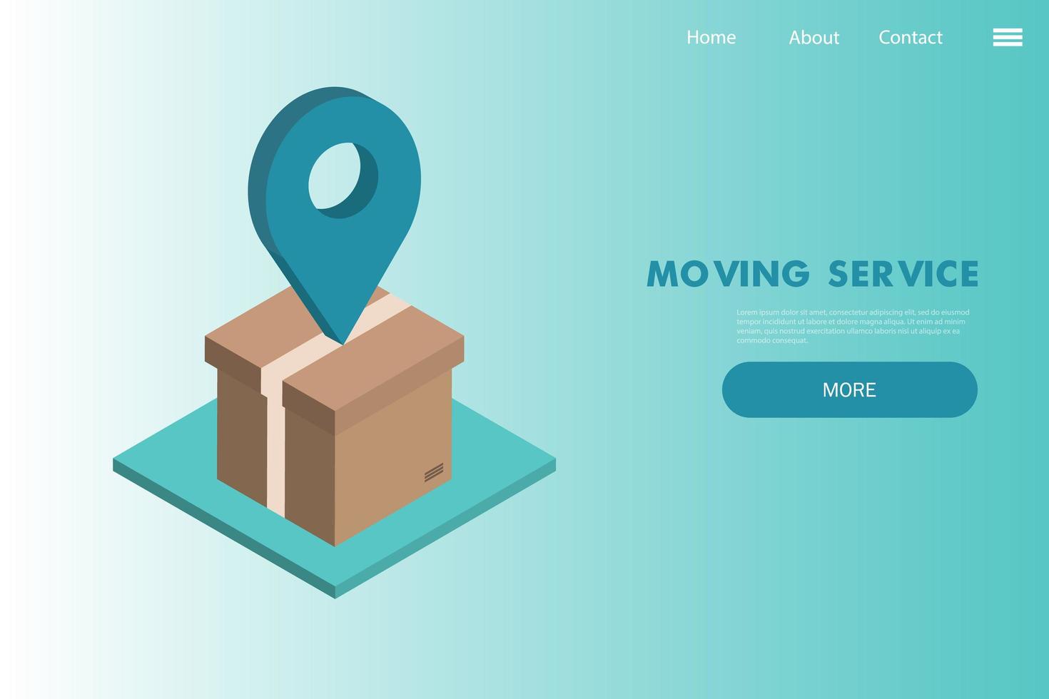 Moving house services - vector web banner with cardboard box