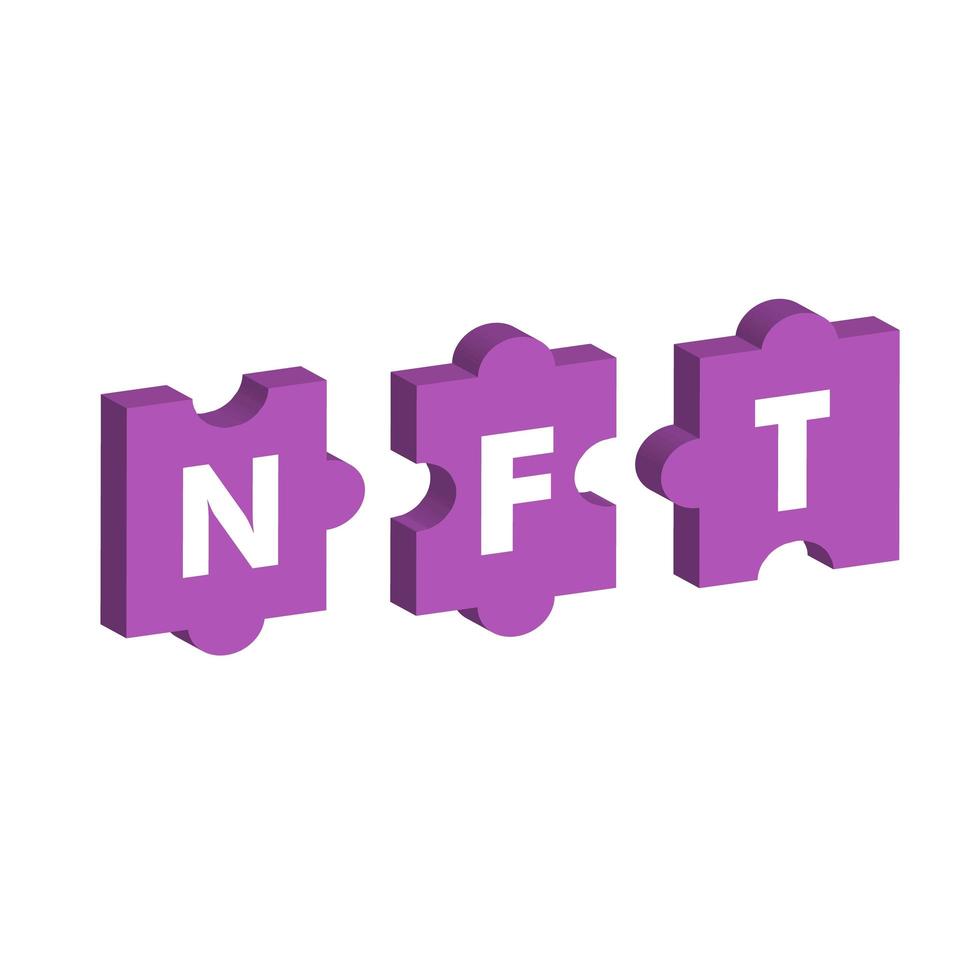 NFT - non fungible token. Isometric icon isolated on white. vector