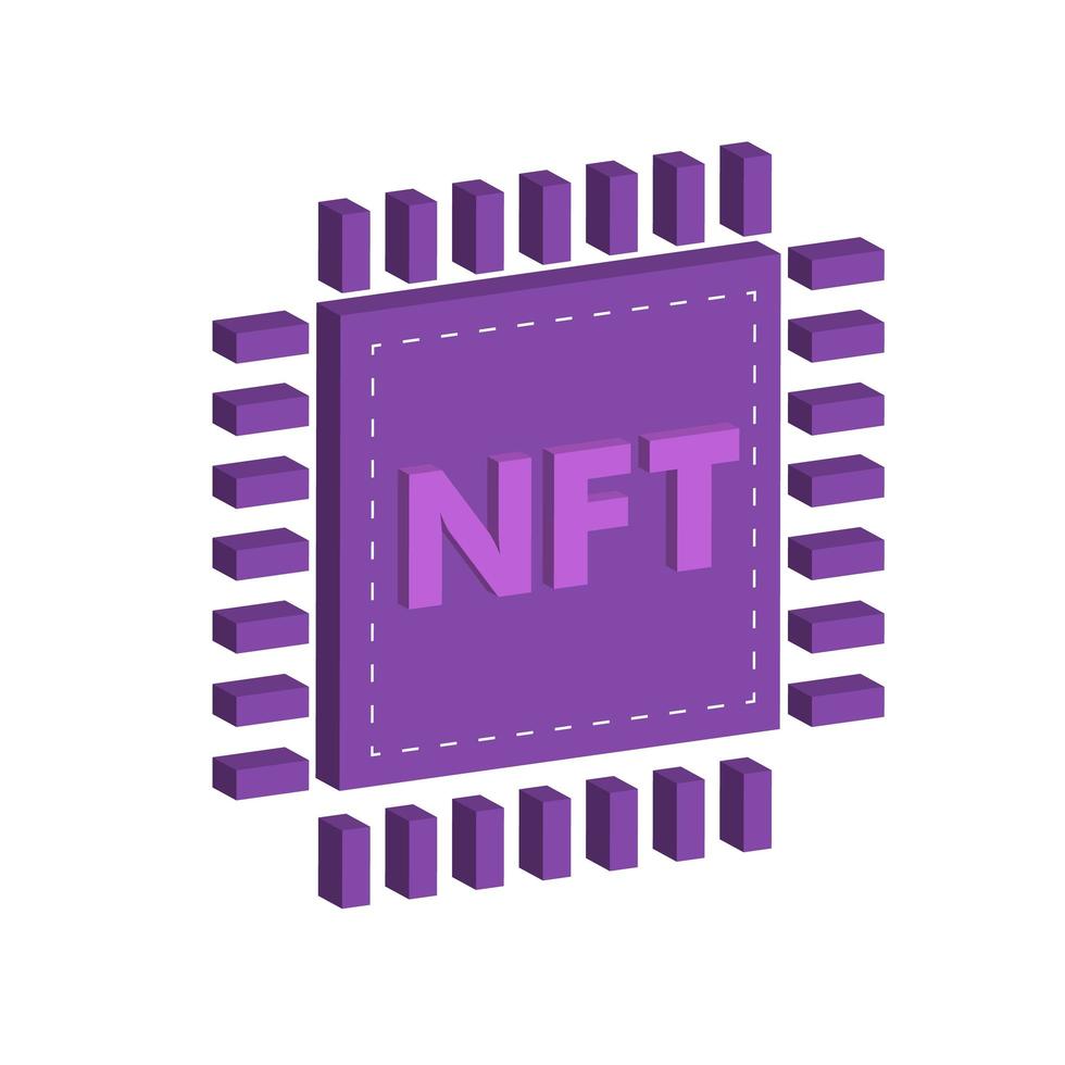 NFT - non fungible token. Isometric icon isolated on white. vector