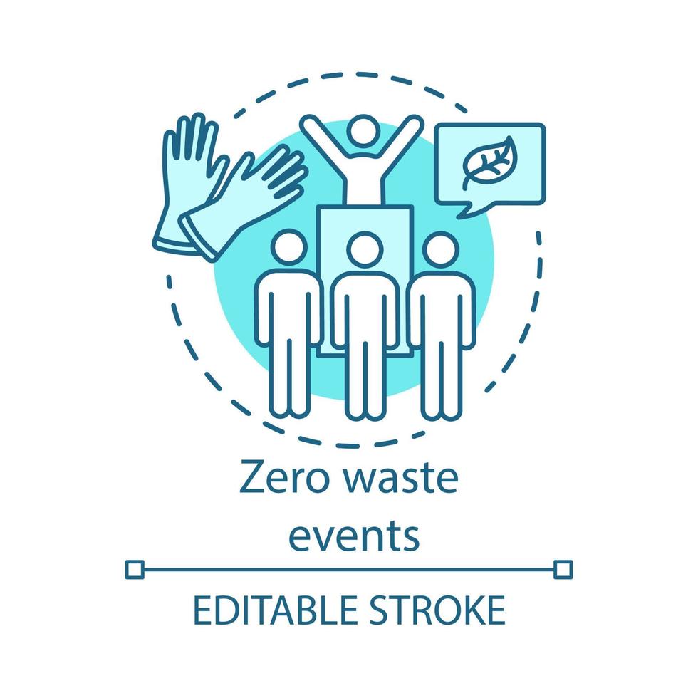 Zero waste events concept icon. Nature saving protest, earth protection, environmental meeting and activists idea thin line illustration. Vector isolated outline drawing. Editable stroke