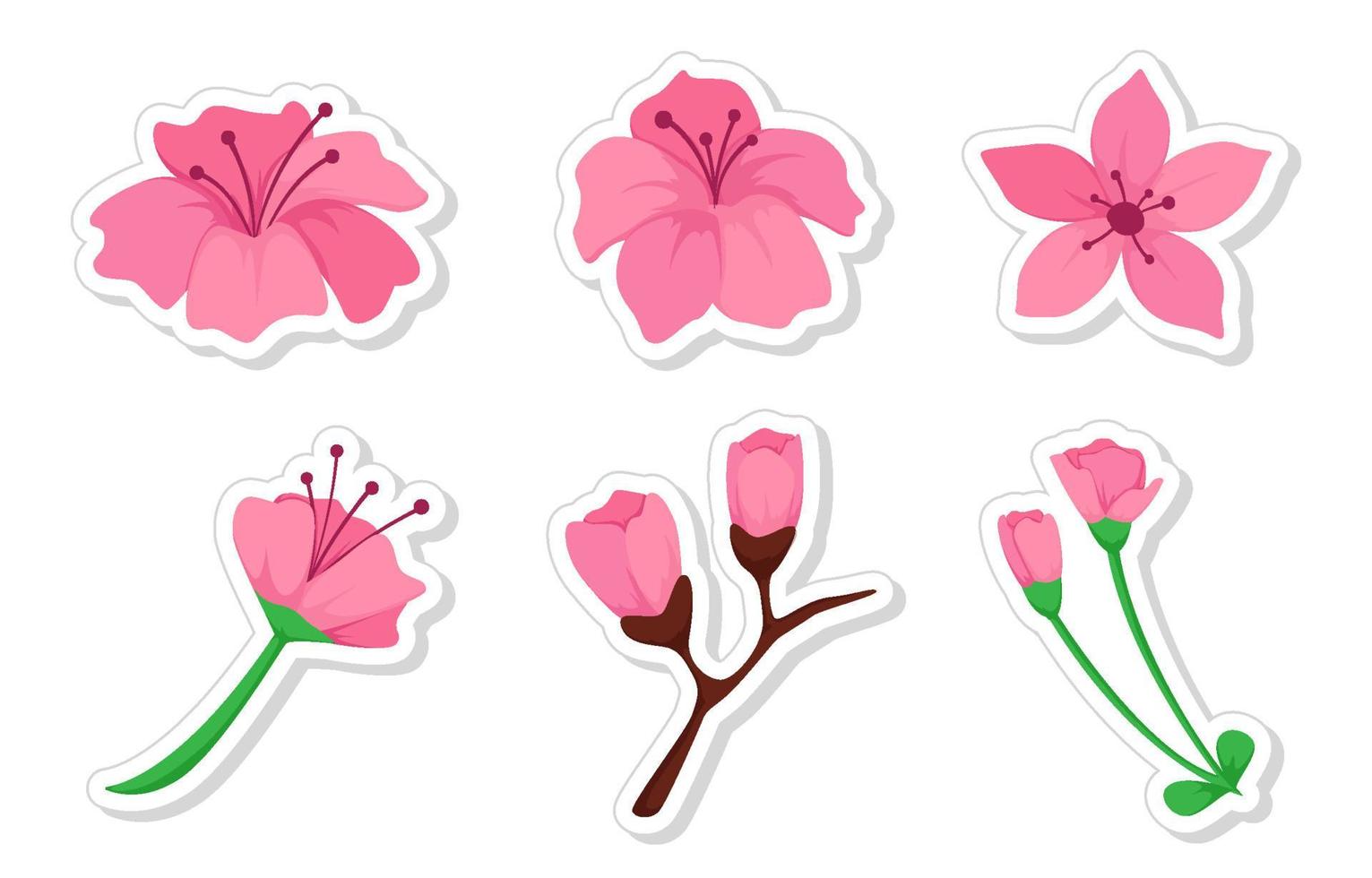 Cherry Blossom Sticker Set vector