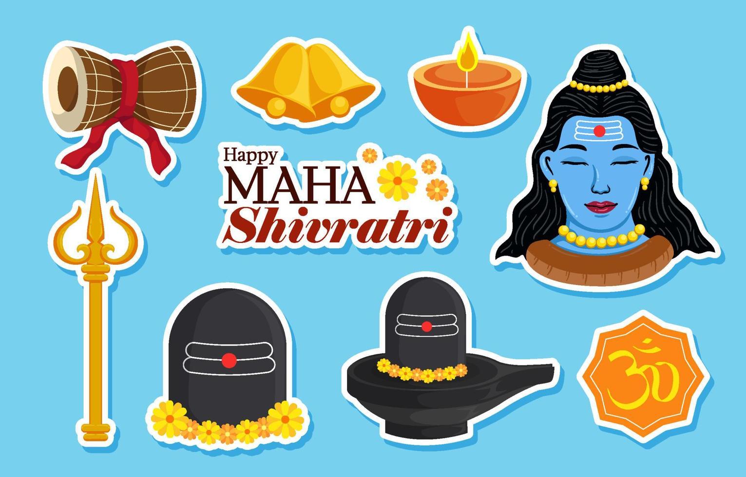 Maha Shivratri Sticker Set vector