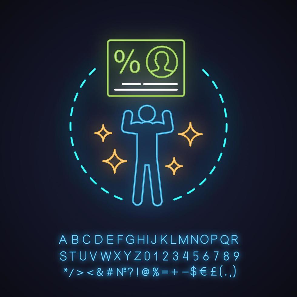 Membership neon light concept icon. Subscription idea. Loyalty card. Glowing sign with alphabet, numbers and symbols. Vector isolated illustration