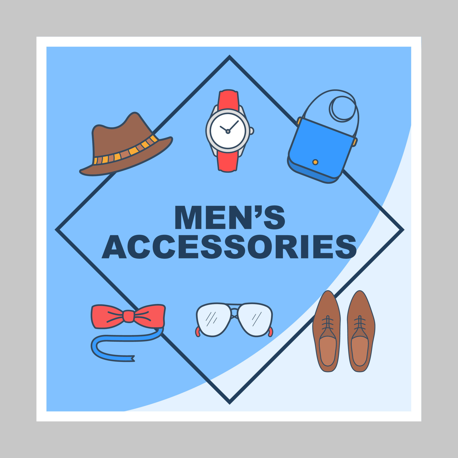 Mens accessories social media posts mockup. Clothing store. Advertising