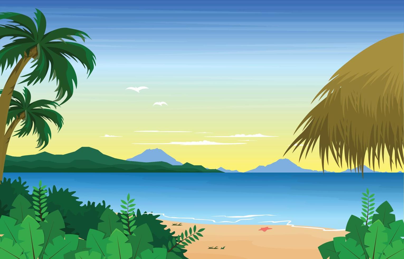 choza isla mar verano paisaje karma kandara playa bali ilustración vector