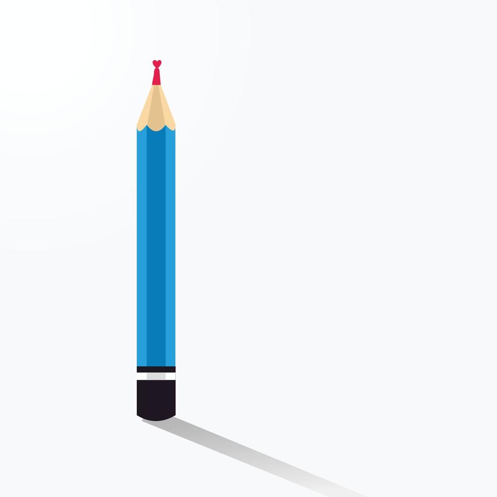 standing pencil with love shape tip vector