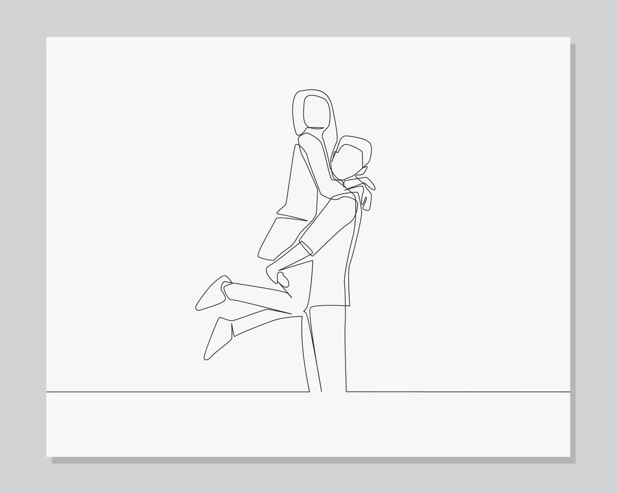 Cheerful couple continuous one line illustration vector