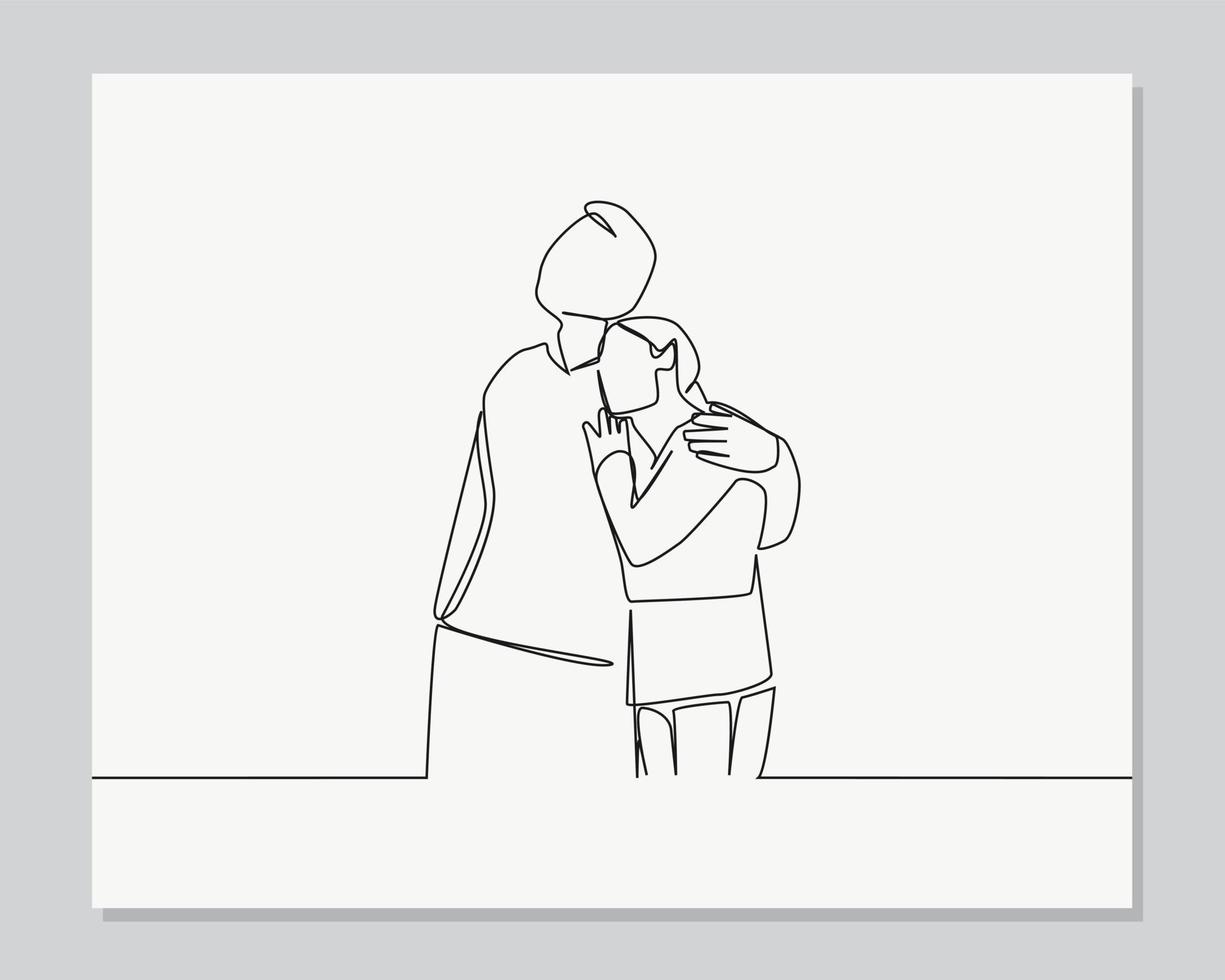 happy man and women continuous one line illustration vector