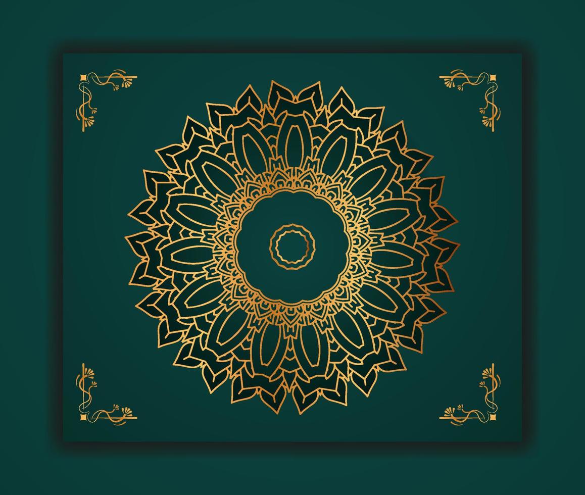 fondo de mandala de lujo con un estilo moderno estampado en oro. este diseño es perfecto para el fondo del ramadán, la tarjeta de invitación, el fondo decorativo, la impresión, la pancarta, el afiche, la portada, el folleto, el volante, etc. vector