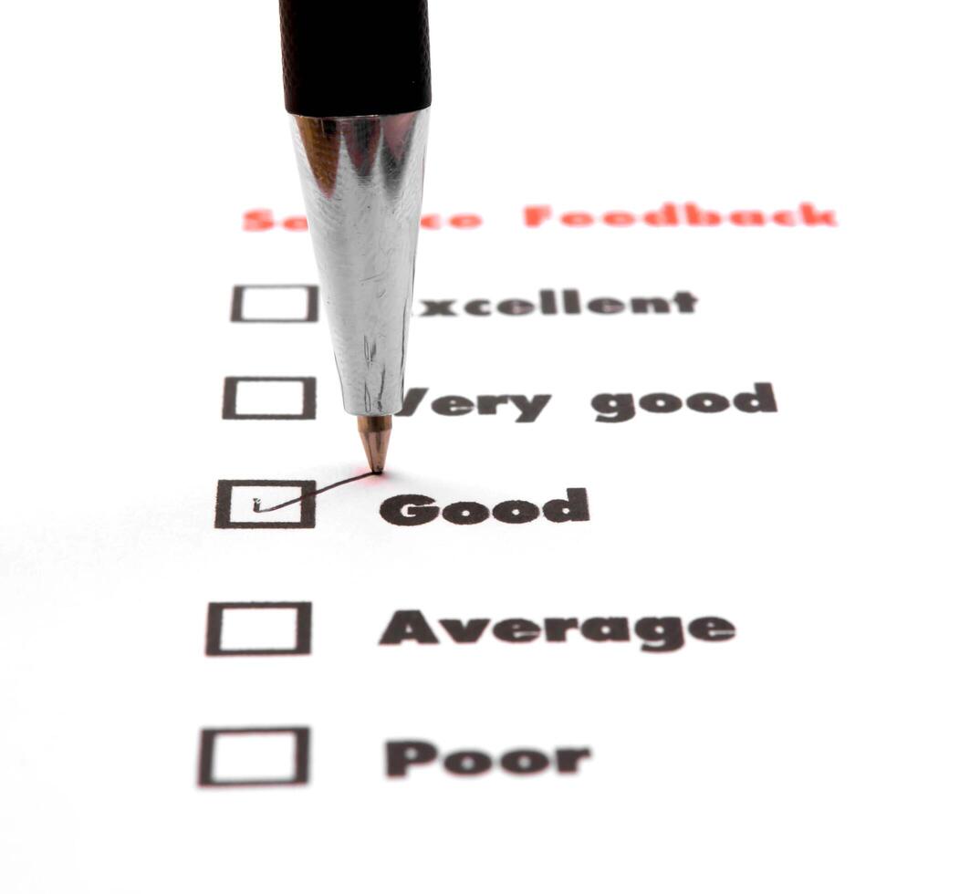 Tick placed you select choice.  excellent,very good,good,average,poor - check good photo