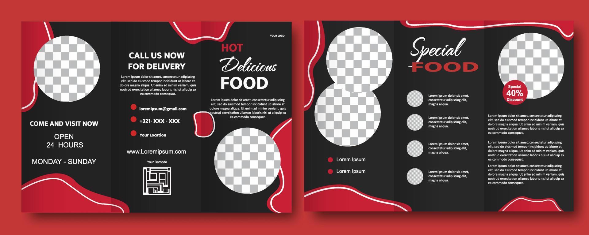 Brochure Burger Super Hot Delicious Food Brochure Promotion Template vector
