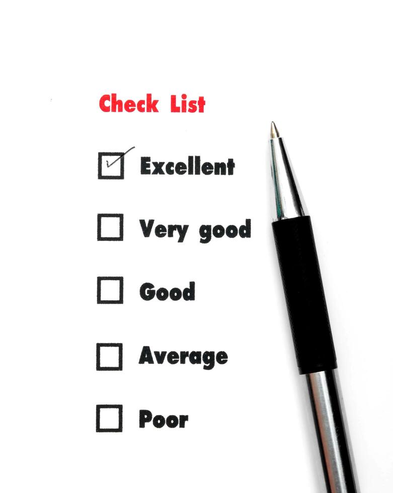 Tick placed you select choice.  excellent,very good,good,average,poor - check excellent photo