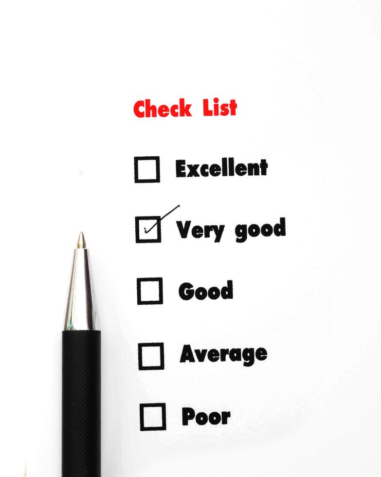 Tick placed you select choice.  excellent,very good,good,average,poor - check very good photo