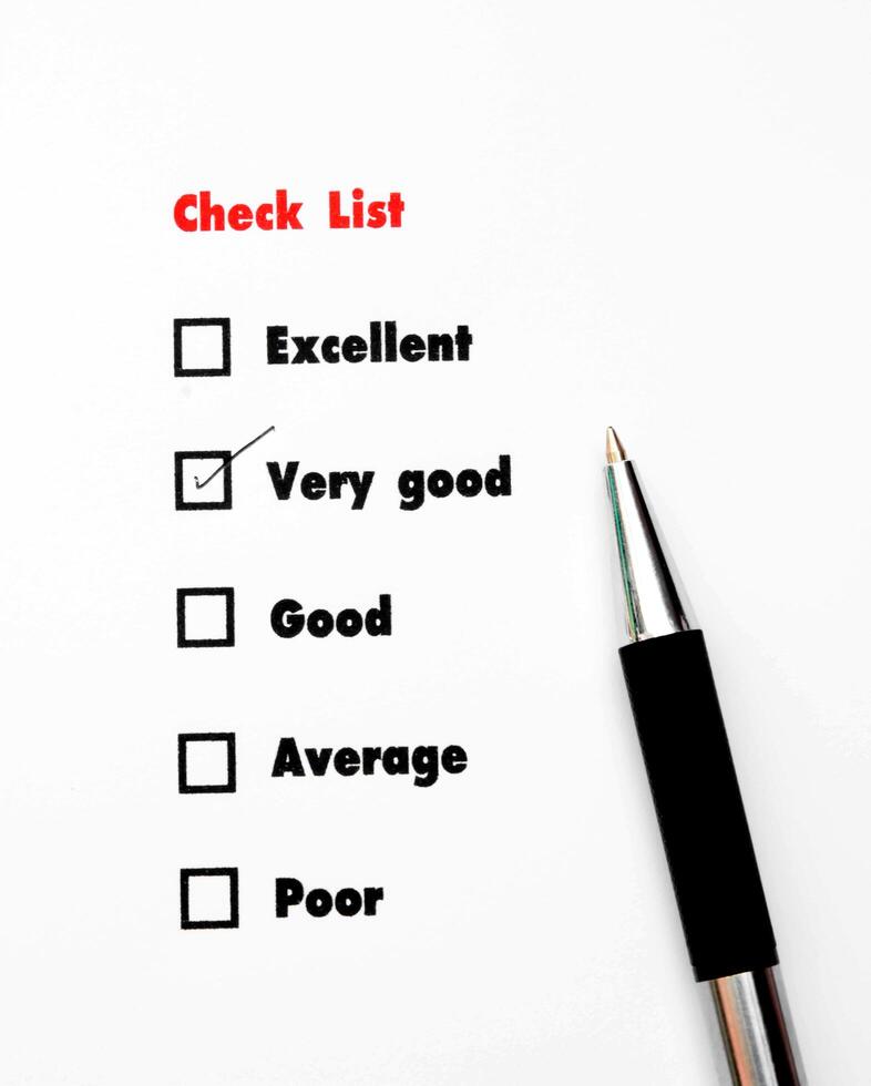 Tick placed you select choice.  excellent,very good,good,average,poor - check very good photo