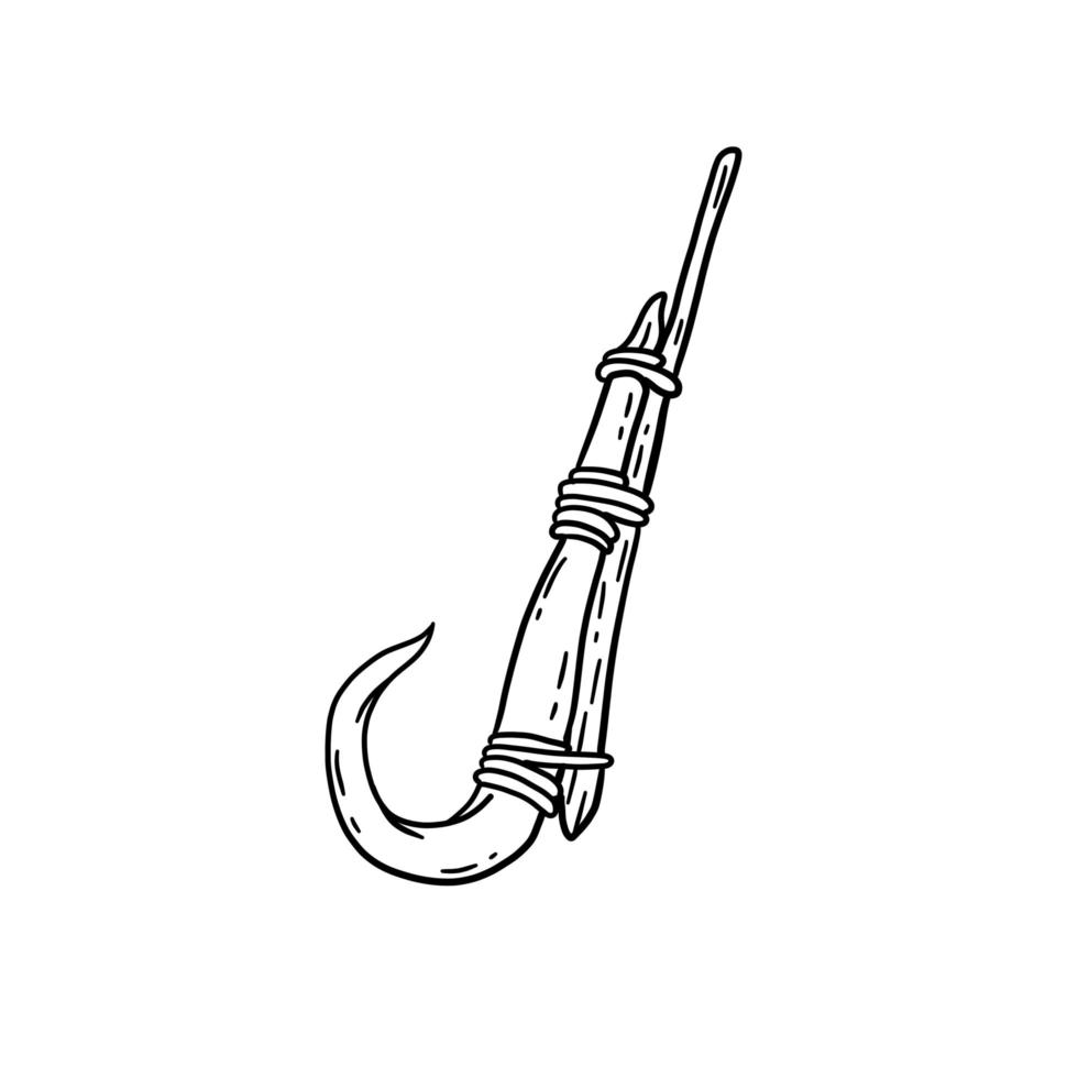 Fish hook made of bone and fang. Tool of primitive man 5362044 Vector Art  at Vecteezy