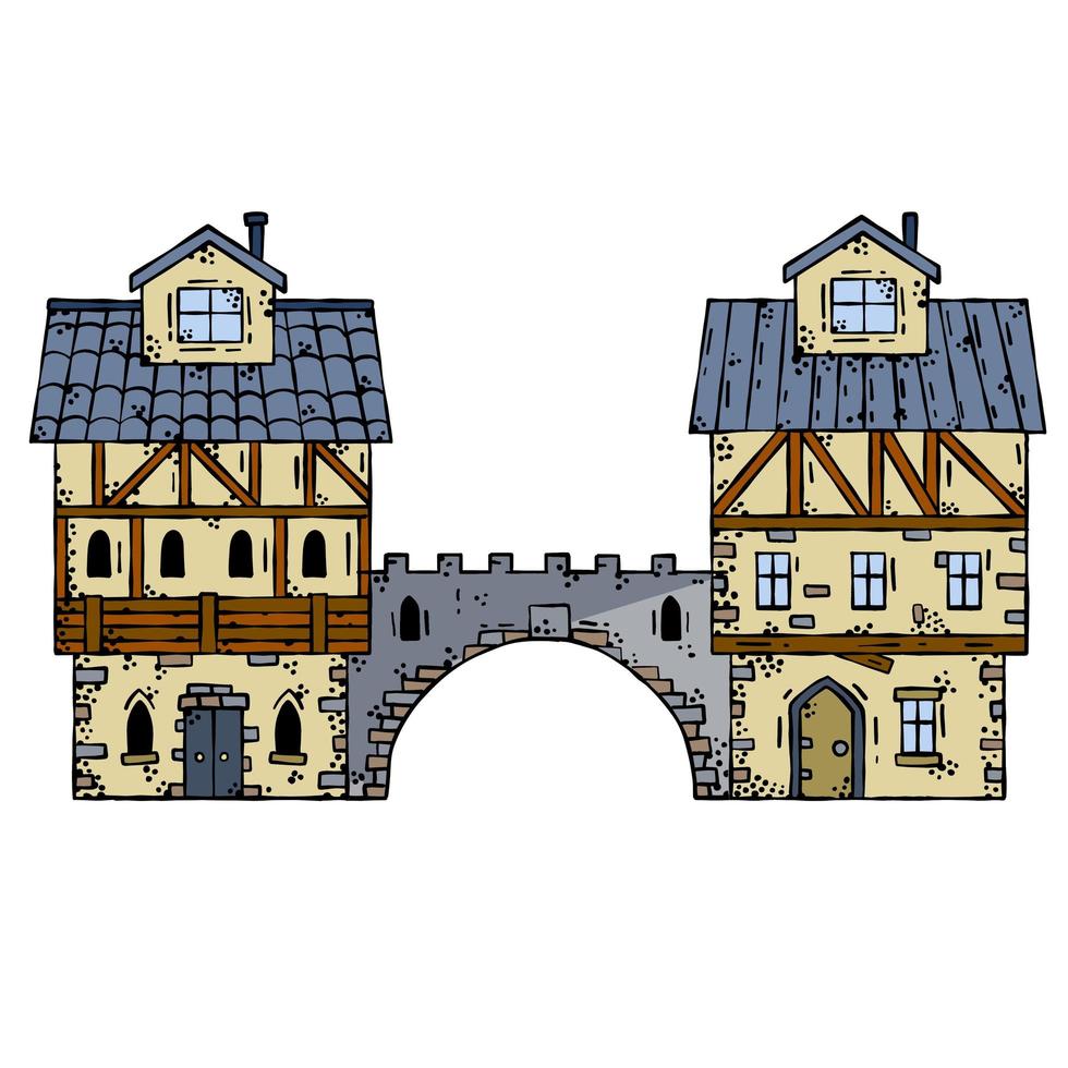 casco antiguo medieval con puerta vector