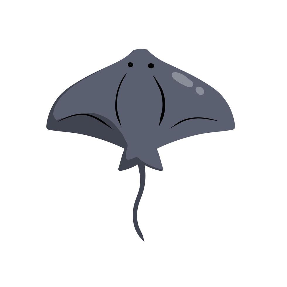 Stingray fish. Marine flat animal. Cartoon illustration vector