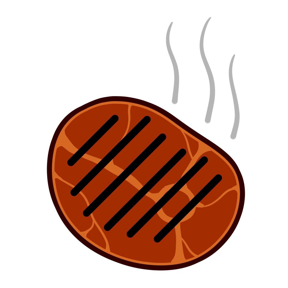 Fried meat. Steak and barbecue of a strong roast. Piece of food slice. vector