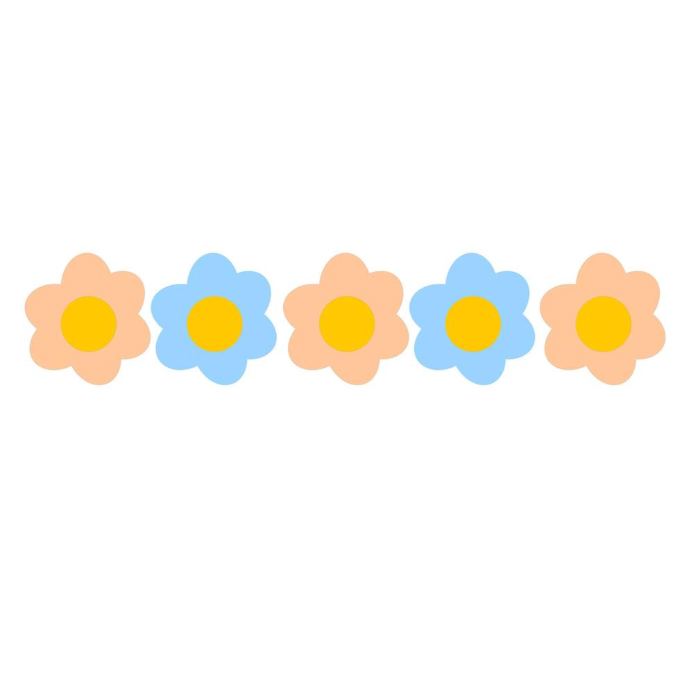 Different flowers in a row. Summer plants. vector