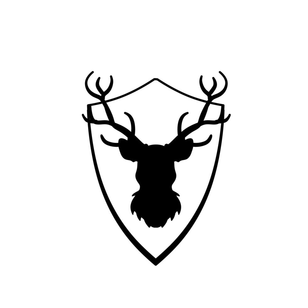 Head of deer on shield. Knight coat of arms with stag. vector