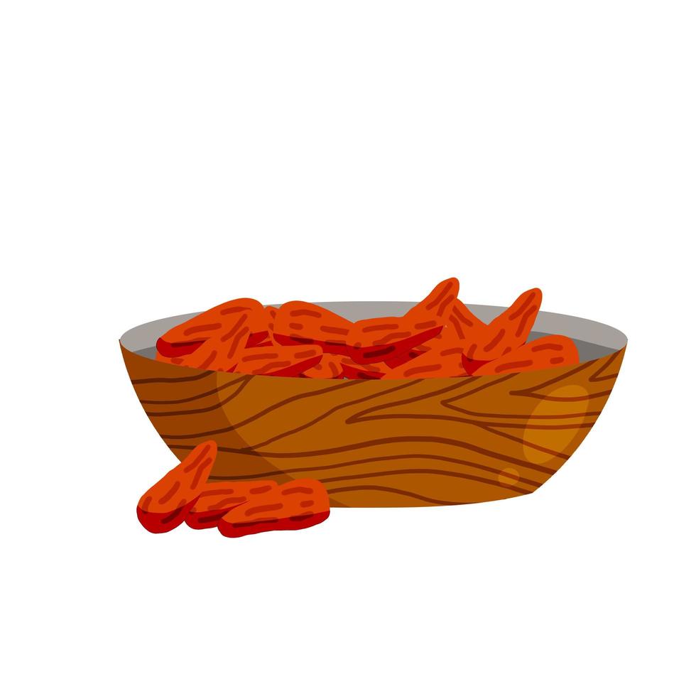 bayas de goji en plato. frutos rojos en un tazón. desintoxicante y antioxidante. vector